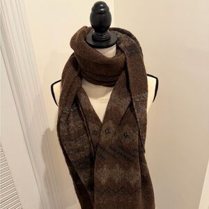 Aritzia Wilfred Brown and Gray Knit Oversized Scarf